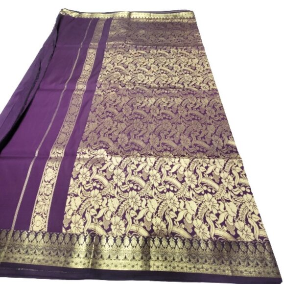 Purple and Gold Saree - Unstitched- NEW ! - Picture 6 of 10
